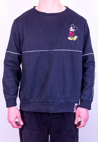 VINTAGE DISNEY MICKEY MOUSE EMBROIDERY SWEATSHIRT IN GREY M