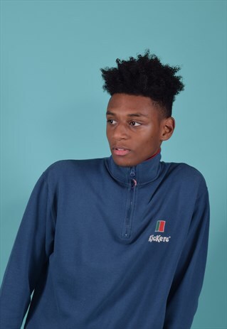 VINTAGE KICKERS BLUE 1/4 ZIPPED SWEATSHIRT