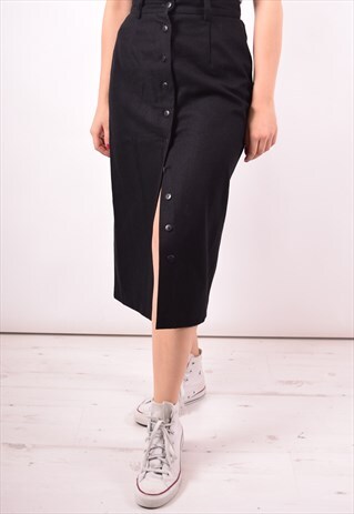 BENETTON WOMENS VINTAGE SKIRT W28 L28 BLACK 90S