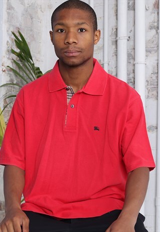 VINTAGE BURBERRY LOGO POLO SHIRT RED