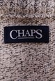 VINTAGE 90'S CHAPS JUMPER / SWEATER QUARTER ZIP KNITTED GREY