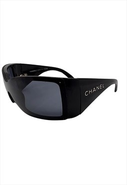 Chanel Sunglasses Authentic Black Oversized Shield 6012 Y2K