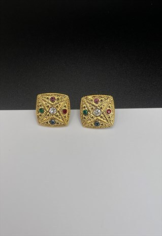 Vintage Earrings Gemstone Gold