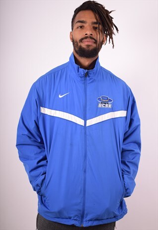 NIKE MENS VINTAGE TRACKSUIT TOP JACKET XL BLUE 90S