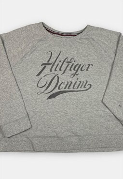 Vintage Tommy Hilfiger embroidered grey sweatshirt womans s