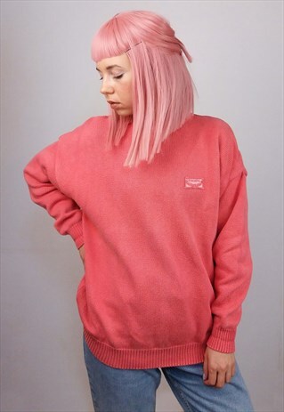 VICINI VINTAGE 80'S COTTON KNIT OVERSIZED JUMPER IN PINK