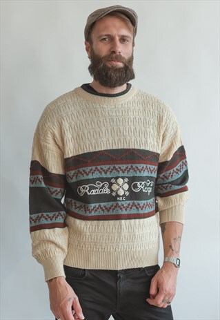 VINTAGE 80S NORDIC JUMPER WITH LOGO