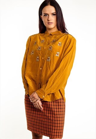 VINTAGE EMBROIDERED SILK BLOUSE ACBL35