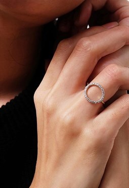 CZ Open Circle Ring Women Sterling Silver Ring
