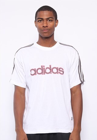 VINTAGE ADIDAS BIG LOGO SPELLOUT T-SHIRT WHITE