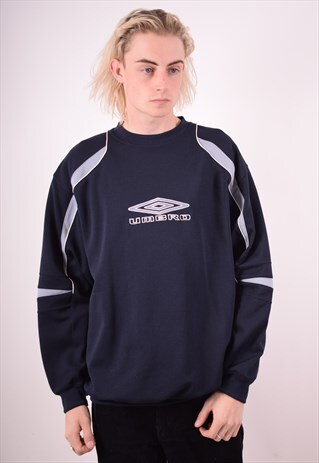 UMBRO MENS VINTAGE SWEATSHIRT JUMPER XXL NAVY BLUE 90S