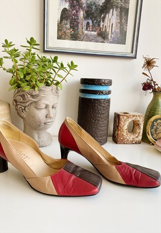VINTAGE 90S MINIMALIST CHIC HOGL LEATHER PUMPS SHOES MOD
