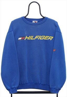 Vintage Tommy Hilfiger Spellout Blue Sweatshirt Mens