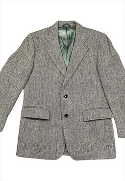 Harris Tweed Vintage Men's Grey Herringbone Wool Blazer