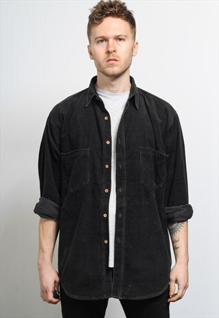 VINTAGE CORDUROY CORD SHIRT BLACK