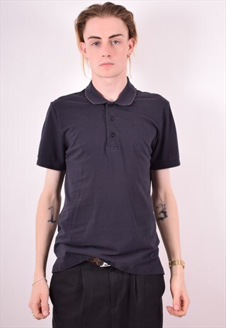 VERSACE MENS VINTAGE POLO SHIRT MEDIUM NAVY BLUE 90S