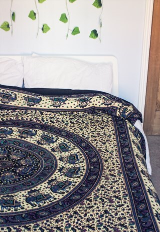 ELEPHANT MANDALA THROW- BLUE