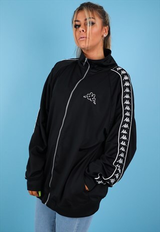 VINTAGE KAPPA TRACK JACKET IN BLACK NJ695
