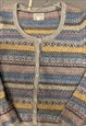 VINTAGE ABSTRACT KNITTED CARDIGAN FUNKY PATTERNED SWEATER