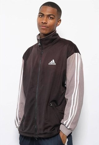 VINTAGE ADIDAS BIG LOGO TRACK JACKET BLACK AND GREY