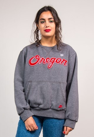90'S VINTAGE GREY NIKE OREGAN SWEATSHIRT JUMPER