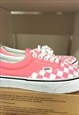 Pink White Checkered Canvas Lace Up Vans  UK6