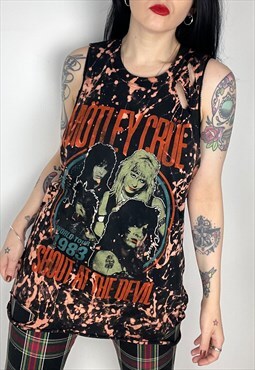 Reworked bleach dyed Motley Crue Band Shirt size large 