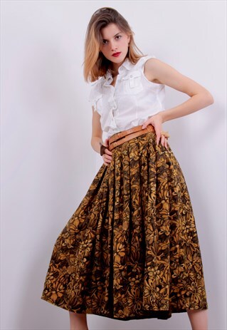 MUSTARD YELLOW FLORAL SKIRT