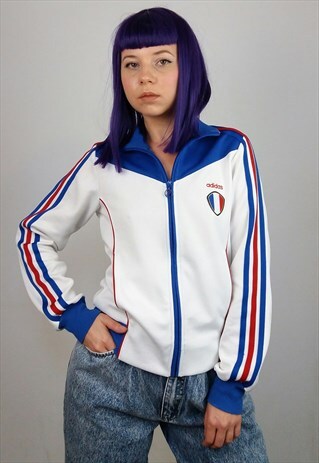 VINTAGE 90'S RETRO ADIDAS FRANCE TRACK JACKET HIGH NECK