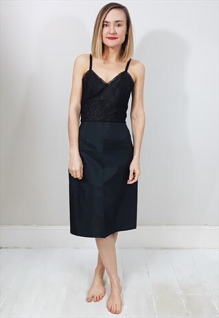 VINTAGE 60'S BLACK LACE NIGHT DRESS SLIP DRESS