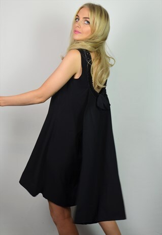 VINTAGE 60S ELEGANT BLACK SWING EVENING / PARTY DRESS