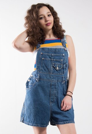 90'S BLUE DENIM SHORT DUNGAREES