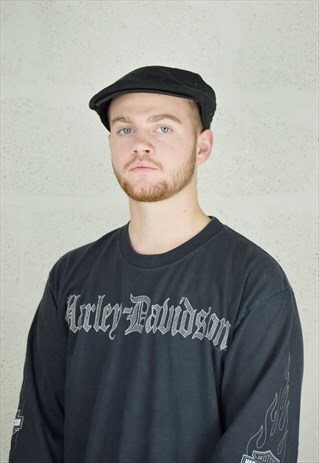 VINTAGE 90S BLACK DOCKERS PEAKY BLINDERS XL FLAT CAP