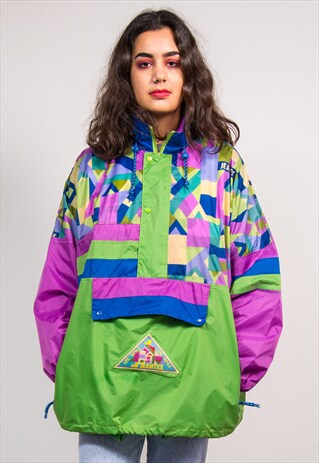 90'S VINTAGE CRAZY PATTERN CAGOULE JACKET