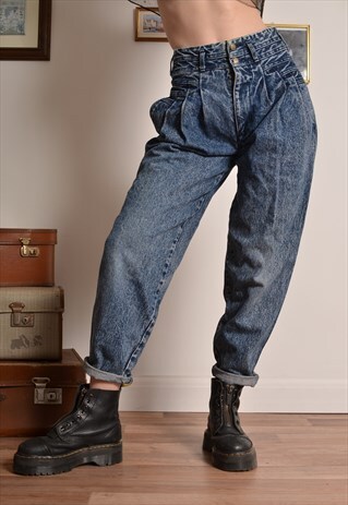 VINTAGE 80S HIGH WAISTED MOM JEANS IN ACID WASH