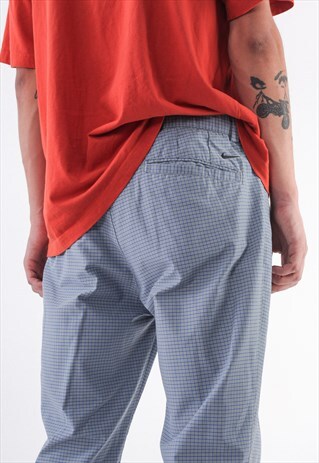 VINTAGE NIKE PANTS TROUSERS BLUE CHECKED