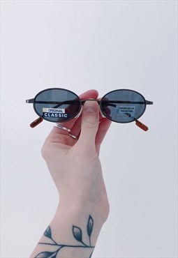 90s Vintage Deadstock Brown Black Oval Sunglasses