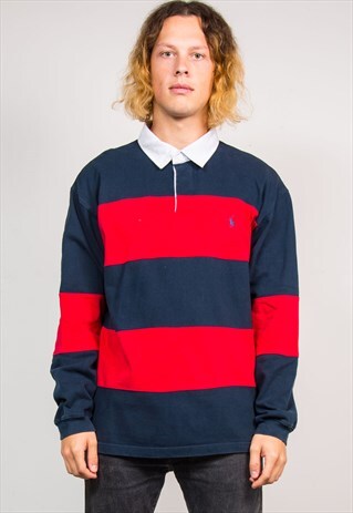 VINTAGE 90'S POLO RALPH LAUREN RUGBY LONG SLEEVE POLO SHIRT