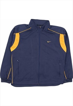 Nike 90's Track Jacket Swoosh Zip Up Fleece Large Blue