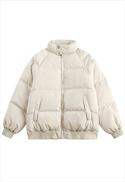 Quilted puffer padded utility bomber grunge jacket in white