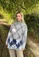 Vintage Grandad Knitted Patterned size large Jumper Grey