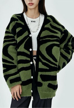Women's Zebra-knit cardigan sweater S VOL.4