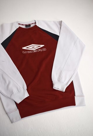 VINTAGE 90S UMBRO MAROON WHITE PANEL SWEATSHIRT