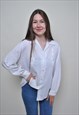 SUMMER WHITE BLOUSE, VINTAGE 90S EMBROIDERED SHIRT 
