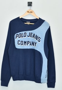 Vintage Reworked Ralph Lauren Sweatshirt Blue Large