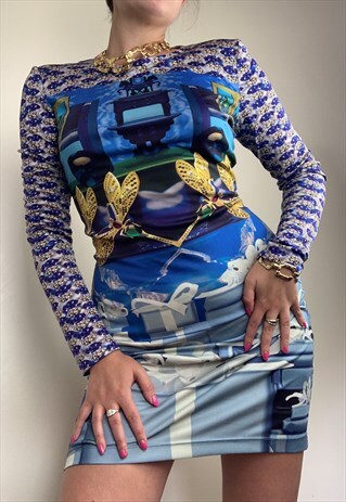 MARY KATRANTZOU JEWEL GRAPHIC BODY CON DRESS
