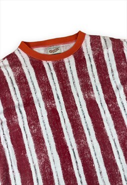 Chevrier Vintage 90s Striped T-shirt Printed text  