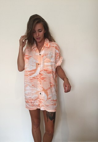 CRAZY PATTERNED VINTAGE RETRO FESTIVAL OVERSIZED SHIRT