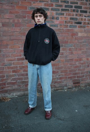 VINTAGE NAUTICA BLACK QUARTER ZIP FLEECE
