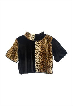 Black and Leopard 90's Festival Cropped Turtle Neck